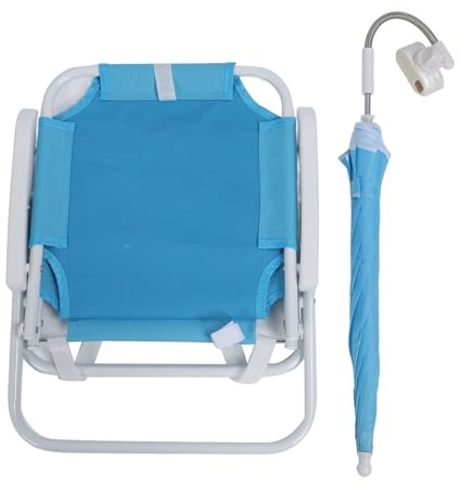 Pilipane Silla de Playa para niños Plegable sillas de Campamento portátiles Silla de de césped al Aire Libre con Paraguas para visitas de picnics Fiestas (Azul)