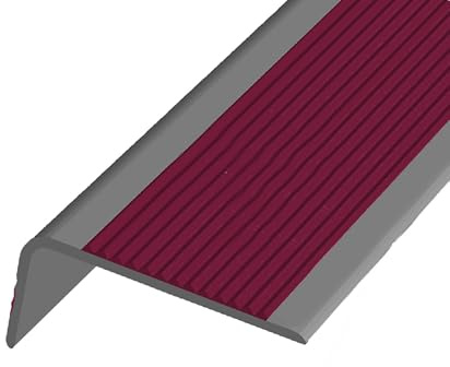 KUKIXKK Treppenkantenprofil Selbstklebend – Kantenschutz aus Vinyl, Treppenprofil Selbstklebender, Stufenkantenprofil, Kantenprofil, Antirutschstreifen, Breite: 3,5 x7cm(Red Brown Gray,400in/10.16m)