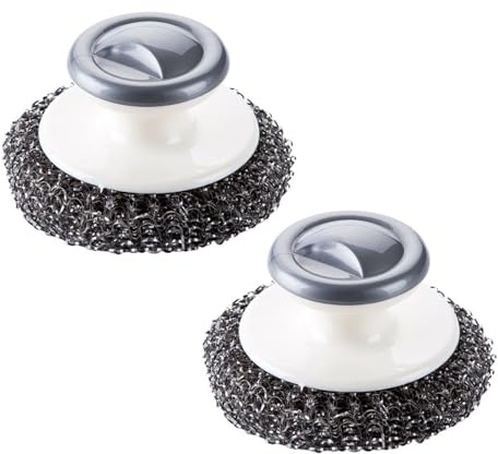 THOANBY Steel Scrubber,Pack of 2 Stainless Steel Wool Scrubber with Handle for Kitchen and Bathroom Pots Pans Scrubbing Scouring Pad