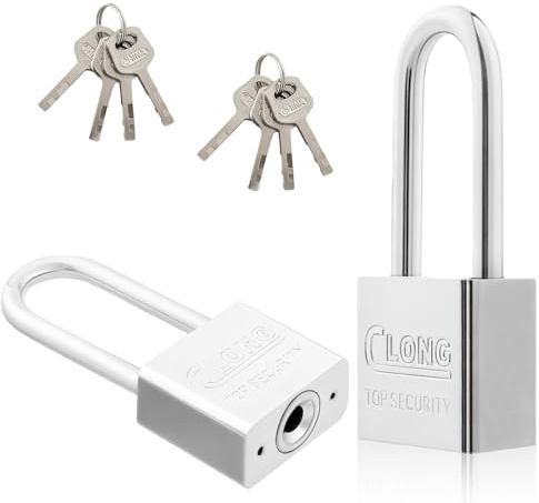 Dupoem Lot de 2 Cadenas à Crochet Long avec Clés, Cadenas de Sécurité à Clé de 30 mm, Sécurisés et Antivol, Adaptés aux Casiers Sportifs, Portails, Garages et Espaces Extérieurs (Argent)