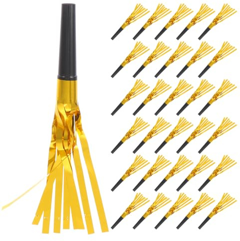 SUPVOX 120 matracas: bocinas de fiesta, juguetes con flecos brillantes para fiestas de cumpleaños, silbatos de trompeta coloridos, matracas con flecos