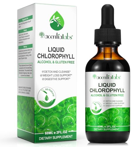 Chlorophyll Liquid Drops for Water, 60ml, High Strength Chlorophyll Liquid, Supports for Body Cleansing, Promoting Skin Health & Digestion, Men & Women, Mint Flavor