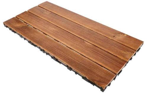 SPXMQSS Baldosas Jardin Exterior Suelo Terraza Exterior Baldosas Madera Suelo Azulejos De Entrelazados Losetas Jardin Exterior Tarima 60x30cm 6 pcs