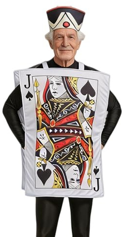 Spielkarten-Kostüm – lustiges Spielkarten-Outfit – Rollenspiel-Requisiten-Hut, für Männer und Frauen, Rollenspiele, Karneval, Bühne