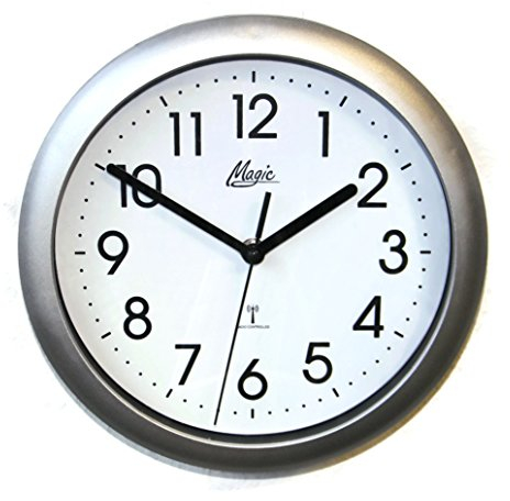 MAGIC Reloj de pared controlado por radiocontrolado 25 cm plata - 4490-19M