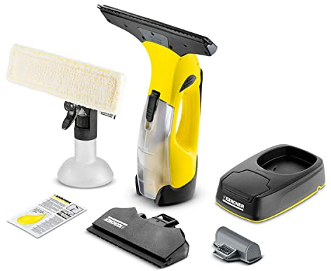 Kärcher Akku Fenstersauger WV 5 Plus Non Stop Cleaning Kit (Entnehmbarer Akku, Ersatzakku, Ladestation, Sprühflasche mit Mikrofaserbezug, wechselbare Saugdüse, Fensterreiniger-Konzentrat 20 ml)