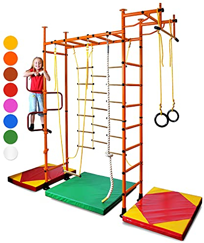 NIRO Sport Barres murales M3 Mur de Gymnastique Espalier d'enfants Cadre d'escalade avec Barre de Traction Anneaux de Gymnastique Corde échelle de Corde trapèze