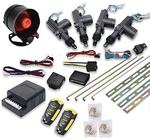 MASO Car Remote Central Locking Kit 4 Doors Keyless Entry System + Anti-theft Alarm Immobiliser System with Shock Sensor Universal Fits for All Ca