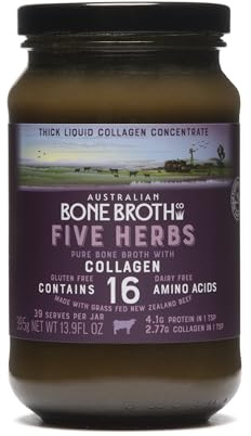 Five Herb Beef Bone Broth Concentrate with Italian Herbs – Premium Grass-Fed Beef Bone Broth for Keto Diet, Halal, Nutritional Beverage & Flavor Boost - Low Sugar, Low Carbs