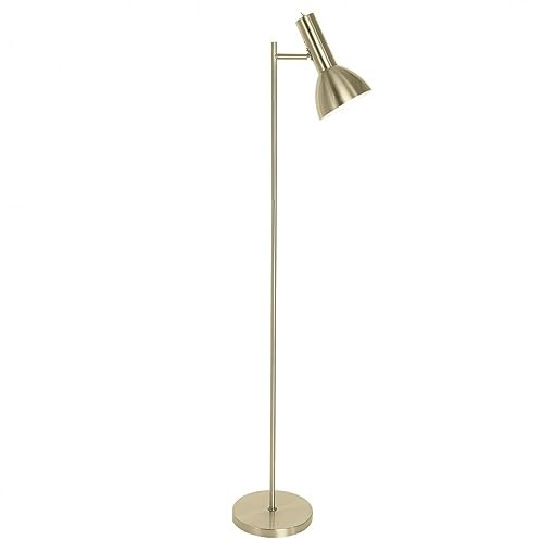 Lampara de pie LUMIERE. Lámpara metal oro viejo con foco articulable, ideal para lectura o dar luz ambiente. Casquillo E-27, recomendado bombilla LED -Nila Decoración.
