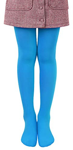 L&K-II Collants de Ballet pour Filles - Collants de Danse avec Pied 80 DEN Opaque Microfibre Coloré Bleu Ciel 146/152