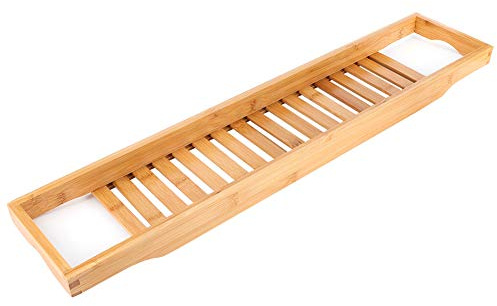 Bandeja de Bambú para Baño, Bandeja de Almacenamiento para Bañera, Organizador de Estantes para Copas de Vino para Una Experiencia de SPA En El Hogar, Bandeja de Accesorios de Baño