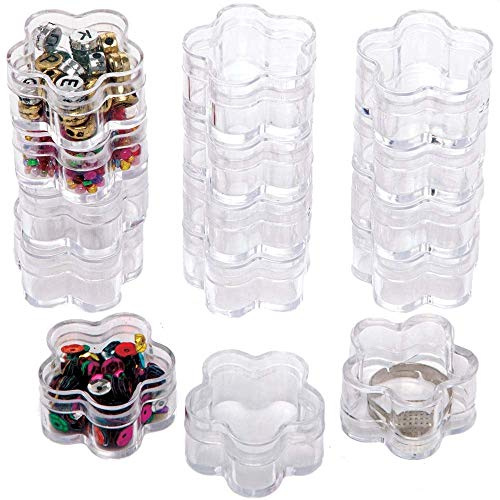 Baker Ross AX890 Blumen Schmuckdose Bastelbedarf - 15er Pack, Mini Blume Set geformt aus Acryl für Kinder zum Basteln, Malen, Dekorieren und Verschenken