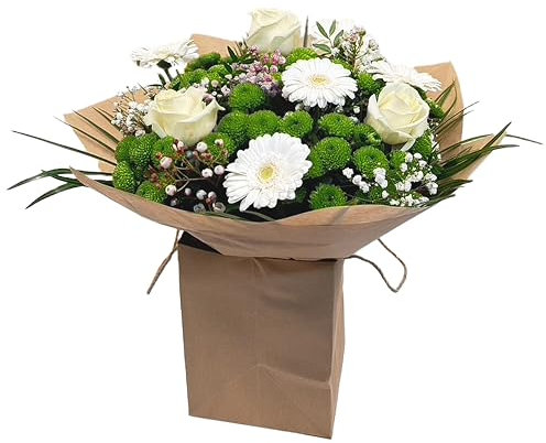 Cute Bouquet Fresh Flower White, Seasonal floral Delivery Celebration Gift for Birthday, Women, Thank You, Get Well Soon, Summer Gestures, Sympathy