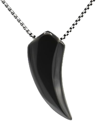 Wolflock Premium Halskette Herren Zahn Anhänger | Obsidian | Wolf | Wikingerschmuck | Wolfszahn | Ketten für Herren | Sicherer Verschluss | Inklusive Schmuckschachtel