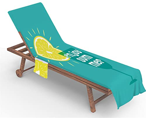 FANSU Schonbezug für Gartenliege, Strandliegenauflage mit Taschen Weich Strandtuch Badetuch Mikrofaser Pool Handtuch für Strand, Reisen, Schwimmen, Outdoor (Zitronensaft,75x210cm)