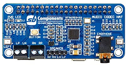 sb components WM8960 Audio Hi-Fi Sound Card Audio Codec HAT for Raspberry Pi, I2S Interface Stereo Play Record Raspberry Pi Audio Codec HAT