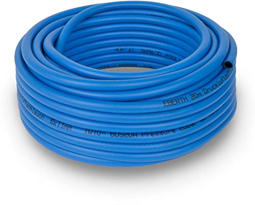 EBERTH Tubo per aria compressa 20m, tubo per compressore con diametro 6mm x 11mm (interno x esterno) e pressione di esercizio di 20 bar, accessori per pistole ad aria compressa senza attacco