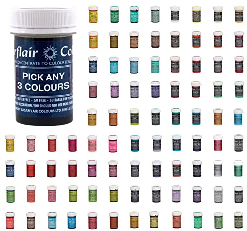 Sugarflair Pick Any 3 Concentrated Spectral, Pastel & Satin Pastes 25g