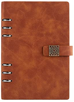 Magnetschnalle, fester Einband, A5, Leder, Notizblock, Ringbuch, Planer, Agenda, Geschäft, Notizbuch, Schreibwaren, chk, braun, A5