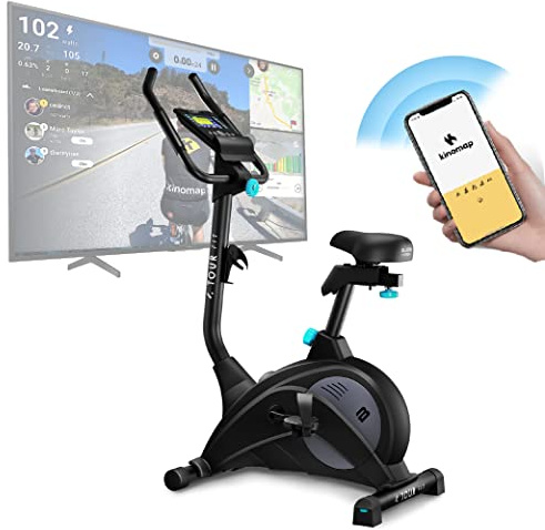 Bluefin Fitness Tour FIT Exercise Bike | Exercise Bikes Home Use | Pulse Sensor | Kinomap Compatible | Cycling Machine | LCD Console | Magnetic Resistance Exercise Bike A BLACK 2023