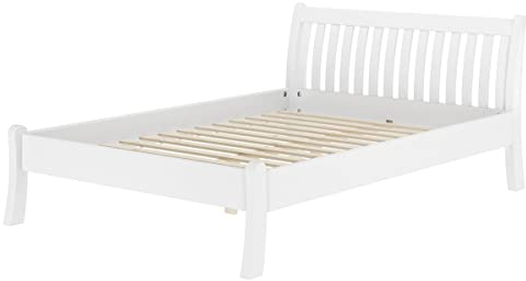 Erst-Holz®Weißes, geschwungenes französisches Bett 140x200 Kiefer massiv V-60.61W-14Rollrost inkl.