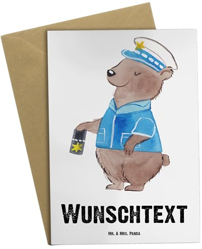 Mr. & Mrs. Panda Personalisierte Karte Polizistin Herz - Geschenke, Polizei, Grußkarten Personalisiert, Cop, individuelle grußkarte, personalisierbar, Studium, Geschenk