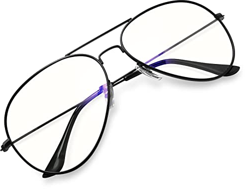 KANASTAL Occhiali anti Luce Blu Neri Uomo Donna Goccia Lenti Trasparenti Filtro Luci Blu Riposo Grandi Gaming anti Affaticamento Montatura Metallo Blue Light Glasses Per PC Computer/TV -Nero