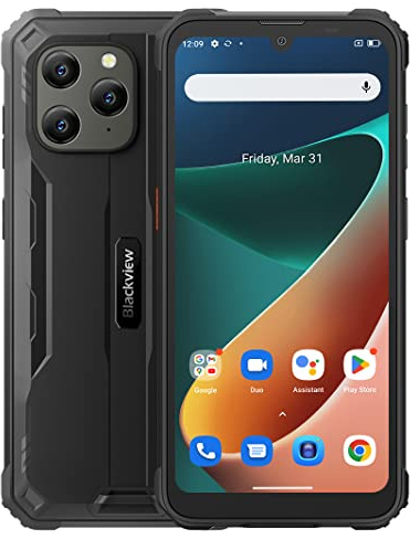 Blackview Téléphone Portable Incassable BV5300 Pro, ArcSoft® 13MP+8MP, 7Go+64Go (Éxtension 1To), Fente pour 3 Cartes, IP68 Smartphone Étanche Android 12 Dual SIM, 6.1'' HD+, Batterie 6580mAh, Noir