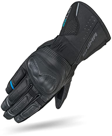 SHIMA GT-2 WP Motorradhandschuhe Damen - Ganzjährig, wasserdichte, Touchscreen, Isolierte Handschuhe mit Knöchel und Finger Protektoren, Handflächenschieber, Verstärkte Handfläche (Schwarz, M)