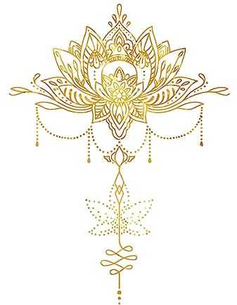 SUPERDANT Adhesivo Pegatinas de pared mandala de loto dorado, estilo candelabro, estilo bohemio, indio, mandala, flor, vinilo, loto, yoga, decoración para sala de estar, vinilos decorativos
