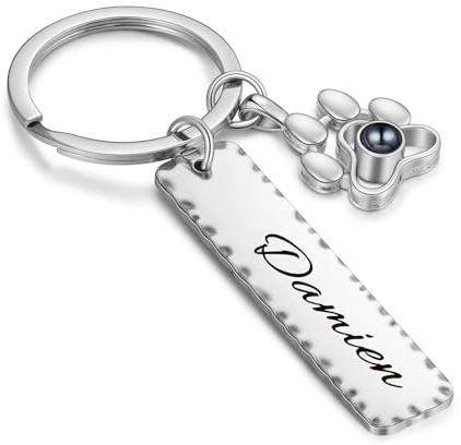 lorajewel Foto Schlüsselanhänger Schlüsselanhänger Personalisiert Bild Foto Projektion Schlüsselanhänger für Paare Rostfreier Stahl Geschenk für Mutter, Tochter, Frau, Freundin, Freund