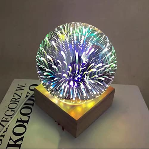 Gavigain Romantic Firework 3D Glass USB Night Light, LED Colorful Table Lamp USB Powered Glass Balls Night Light for Bedroom Office