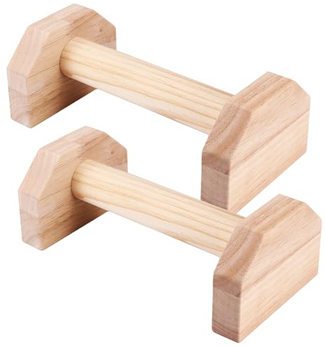 Wowlela Maniglie per flessioni in legno, 1 paio di impugnature antiscivolo, push-up bar per allenamento muscolare e allenamento della forza, in legno, per fitness, ginnastica, aerobica