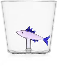 Ichendorf Milano Tumbler Sardina Rosa, Collezione Marine Garden, 30 cl, Vetro Borosilicato, Fatto a Mano