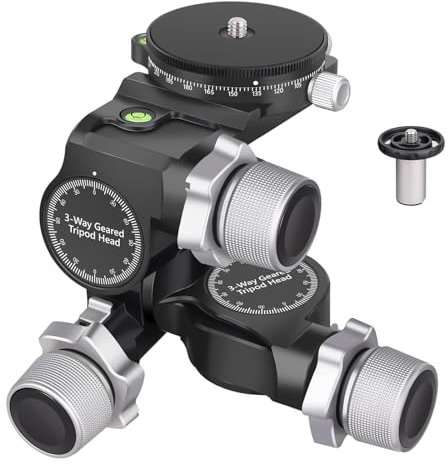 Professional Geared Tripod Head for Precise Photography Adjustments with Arca Swiss Panoramic Pan-tilt CNC All Metal 3-Way Tripod Ball Head for DSLR Camera Max Load 6kg/11lb