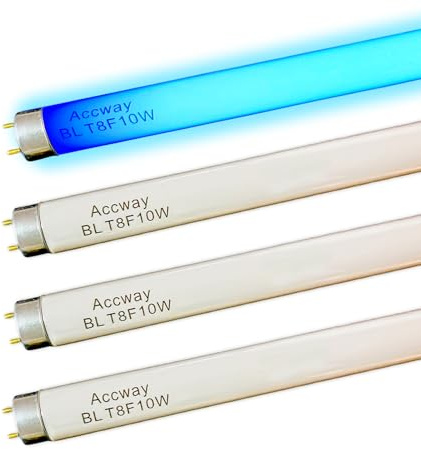 Accway 13'' BL T8 F10W Replacement Bulbs for Liba, Aspectek Black Blue Lighting Tube,10Watt Linear F10T8/BL Fluorescent Lamps for 20W Electric Machine Light,4pack