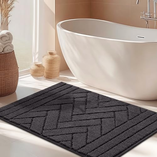 Biscpro Felpudo Interior 50x80cm Lavable Antideslizante Absorbente de Agua Alfombra de Entrada Alfombra para Perros Felpudo para Perro Entrada Puerta de Casa Pasillo-Gris Charbon