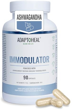 Adaptoheal Immodulator Suplemento Alimenticio para la Modulación del Sistema Inmune y la Inflamación – con Ashwagandha, Rhodiola Rosea, Noni – Vegano, Sin Gluten ni Lácteos (90 Cápsulas) | Con ashwagandha, rhodiola rosea y noni, apoya tu respuesta inflamatoria, vegano, sin gluten, laboratorio español