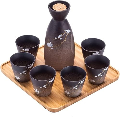 Service à saké traditionnel, service à vin en céramique, pot à saké en fleurs de cerisier japonais, tasse à vin, bouteille de saké, ensemble de tasses à saké, ustensiles de bar, verres, décoration d'i