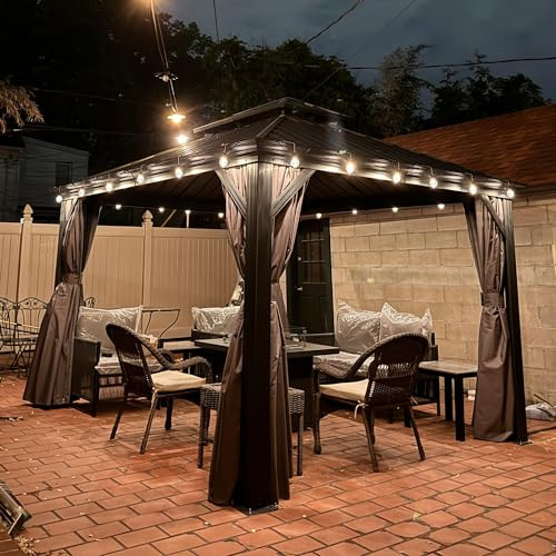 PURPLE LEAF Pavillon 3 x 3.65 m LED Licht Entwässerungssystem, Grau | Bruchsichere LED-Licht, Entwässerungssystem, Verbreiterte Aluminiumsäule, Rostfreies Metalldach, Doppellagige Seitenteile