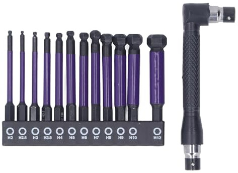 Uadme Ball End Screwdriver Bits Set, 12Pcs S2 Steel Magnetic Allen Key Bit 1/4 Inch Hex Shank, Socket Impact Wrench Bits Phosphating Treatment 65mm H2-H12