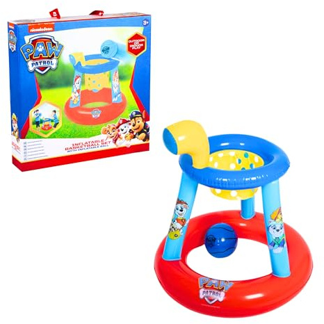 PAW PATROL Aufblasbares Basketballspiel, Outdoor Oder Indoor Spiel für Kinder, Sommerspielzeug, Kinder-Wurfspiel, Inklusive 1 Ball