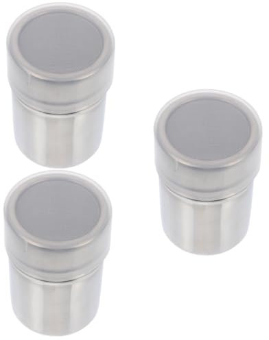 Amosfun 3pcs Baking Seasoning Sifter Shaker Stainless Steel Easy to Clean for Cocoa Sugar Flour Salt