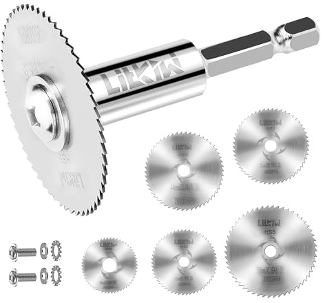 LitKiwi 1/4-Inch Hex Shank Rotary Drill Saw(with 5PCS Blades),HSS Saw Disc Wheel Cutting Blades for Drills Rotary Tools