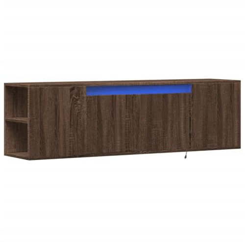 vidaXL TV Wandschrank, TV Schrank Lowboard mit LED-Beleuchtung, Hängeschrank Fernsehschrank für Wohnzimmer, Fernsehtisch TV Board Hängend, Braun Eichen-Optik