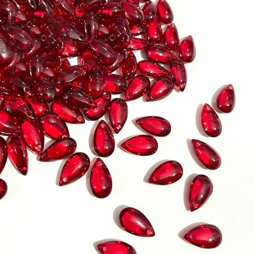 Blausky 50 piezas de perlas de gota de agua, perlas para enhebrar, perlas de vidrio en forma de lágrima, perlas de vidrio sueltas con agujero, mini perlas de vidrio, para horquillas, adornos para la