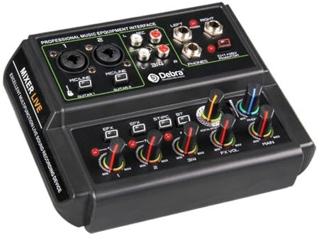 Mesa de Mezclas, Tarjeta de Sonido de Interfaz de Audio D4-Live de 4 Canales con, alimentación Fantasma de +48 V, 16 Tipos de DSP, for transmisión en Vivo y grabación.