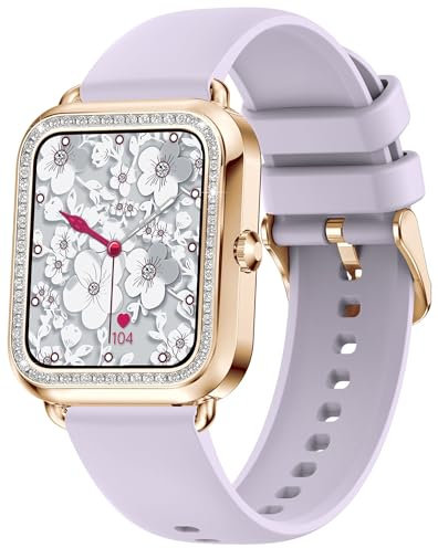findtime Smartwatch Damen mit Telefonfunktion, Strass Fitnessuhr Kompatibel mit Android iOS, Elegante Damenuhren mit Bluetooth Anrufe Schlafmonitor Schrittzähler Herzfrequenz