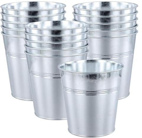 NAMYEUT 20 Stück Verzinkt Metalleimer Klein, Blecheimer Mini Zinkeimer Deko Eimer Metall, Mini Eimer Rund Zinkeimer Klein für Blumentopf Süßigkeiten Party und Hochzeit Deko Garten Tischdeko